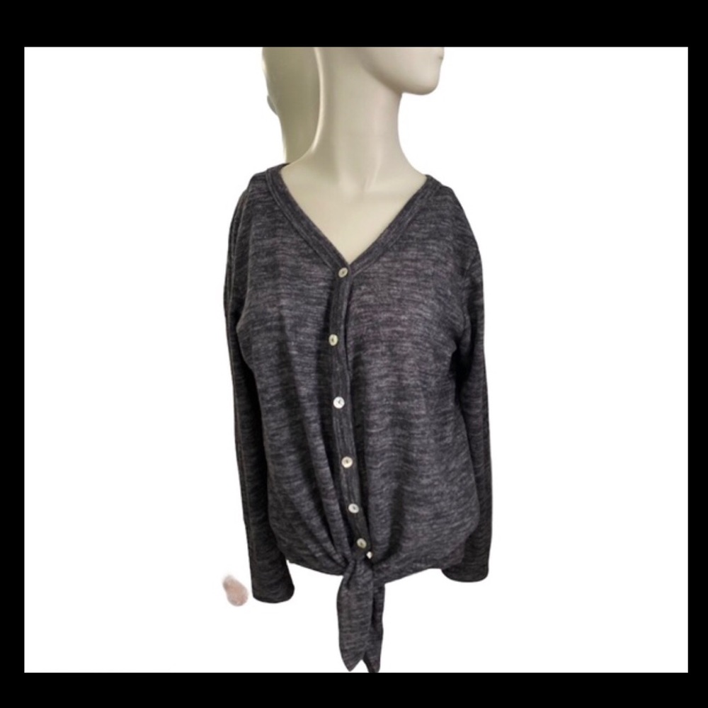 Lightweight Cardigan Soft Tie Waist Neutral V Neck Size Small